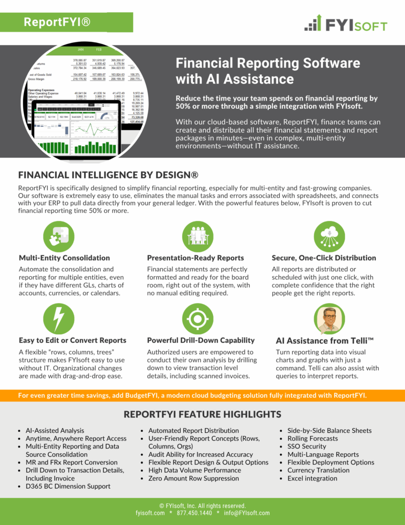 ReportFYI Financial Reporting Software Brochure Cover