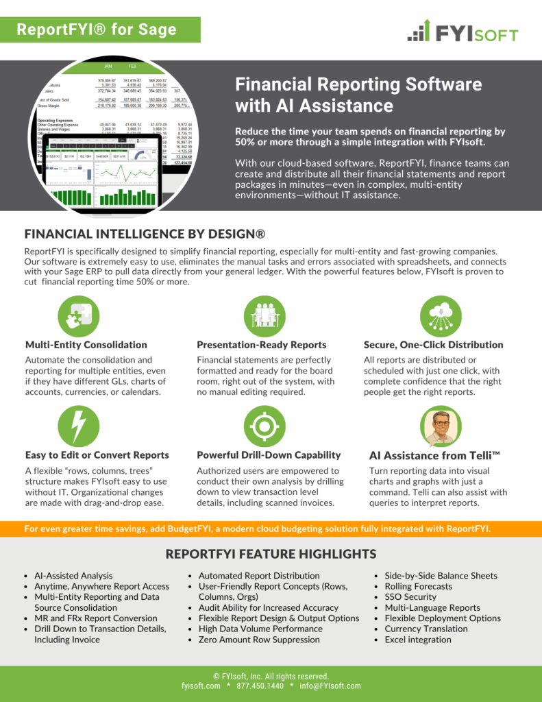 Financial reporting for Sage brochure